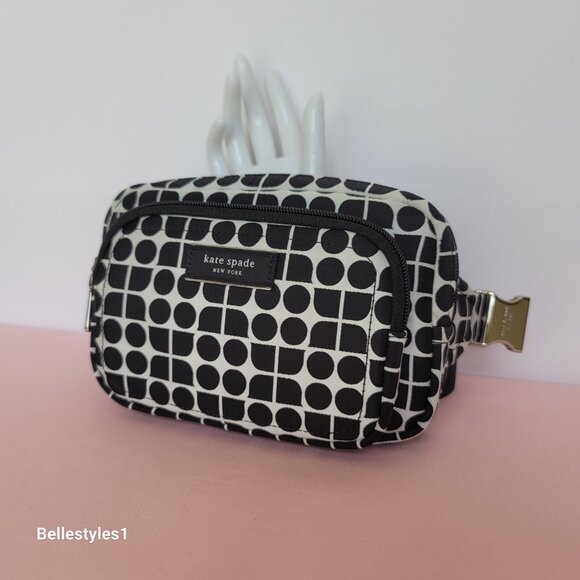 KATE SPADE Belt Bag Noel Jacquarded Printed Fabric Bag- Black Multi ⭐ - Picture 4 of 16